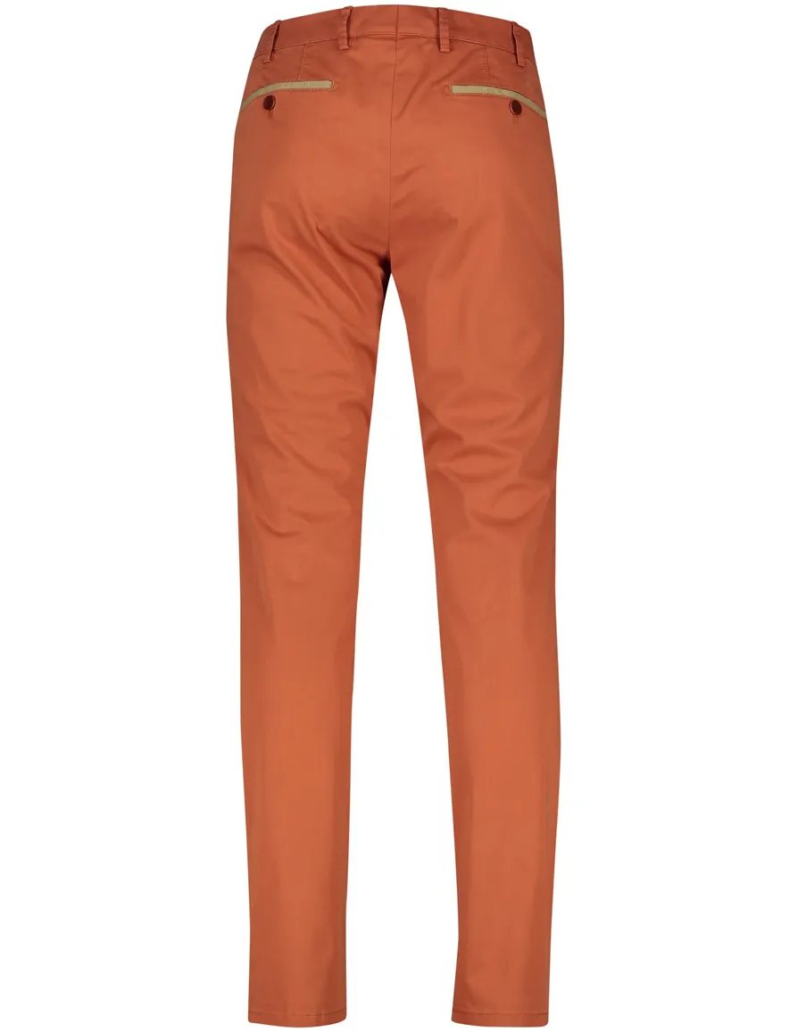 Meyer katoenen broek New York oranje effen normale fit