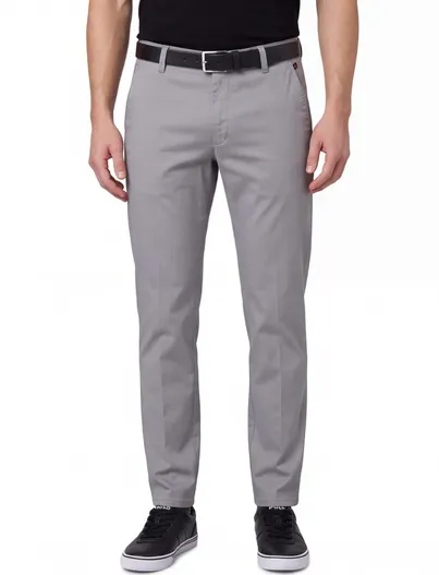 Meyer Meyer New York katoenen chino effen lichtgrijs
