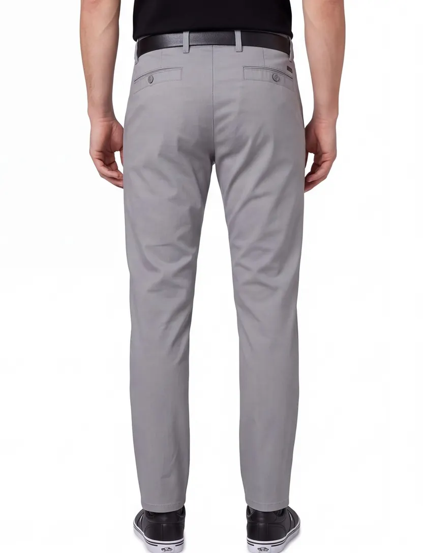 Meyer New York katoenen chino effen lichtgrijs