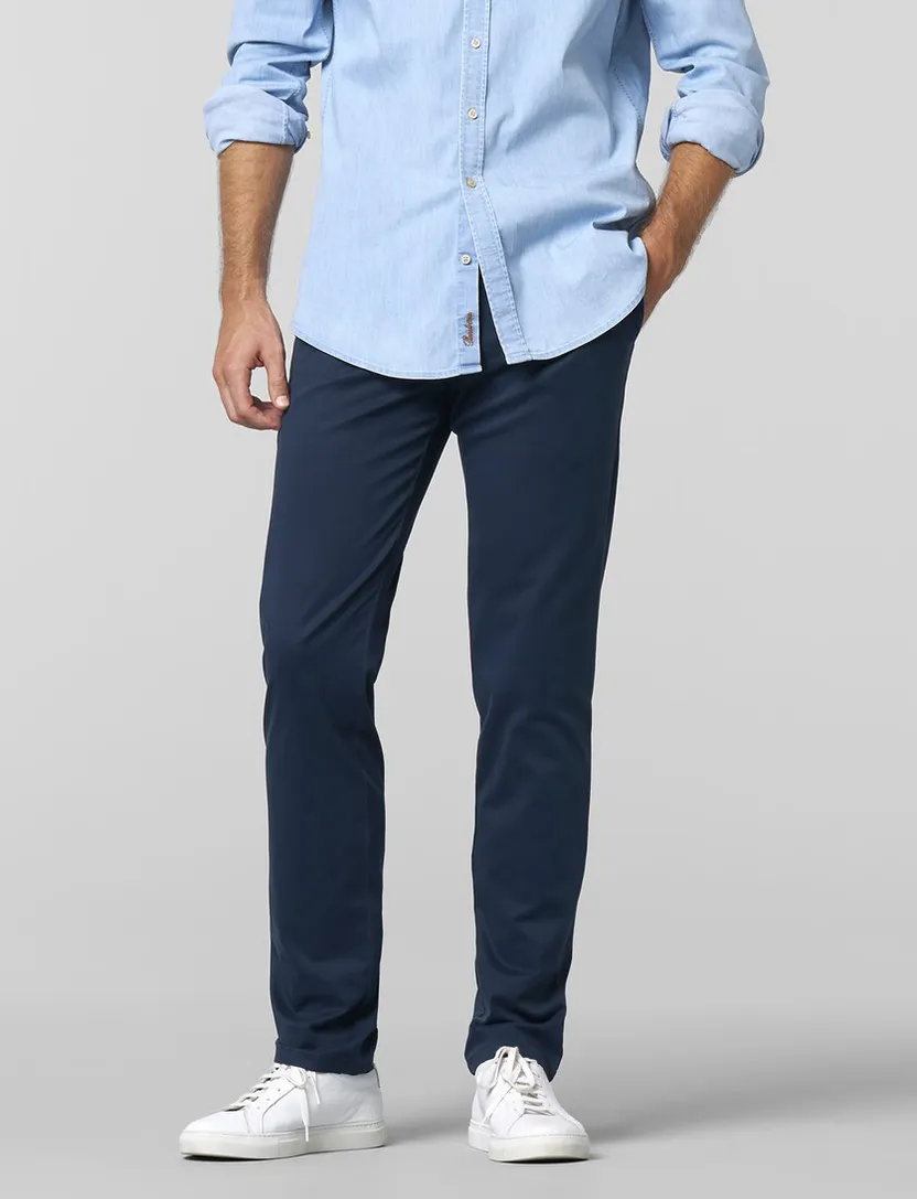 katoenen broek Meyer New York donkerblauw