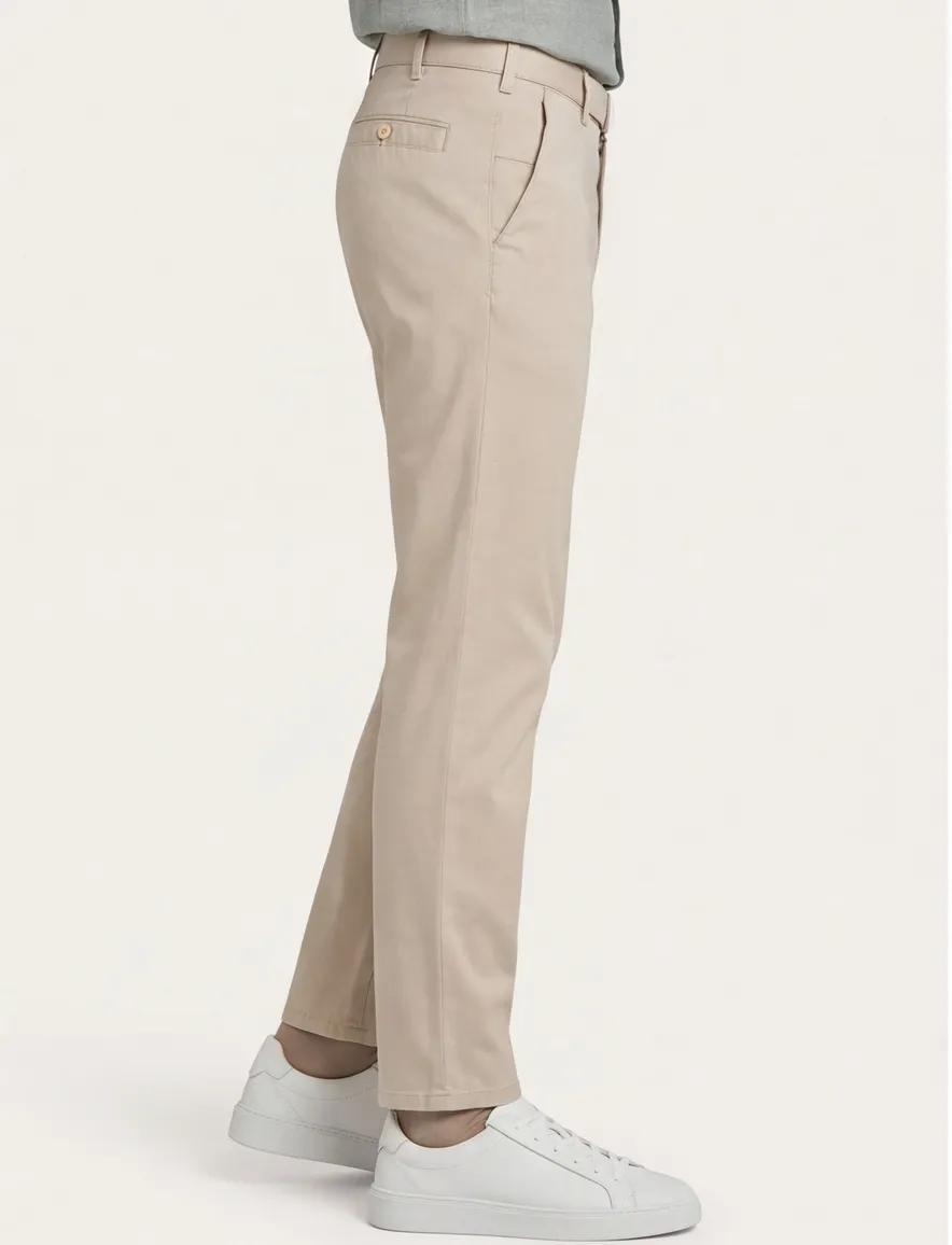 Beige broek Meyer effen katoen
