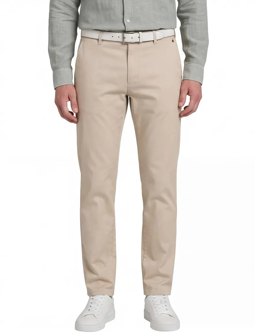 Beige broek Meyer effen katoen