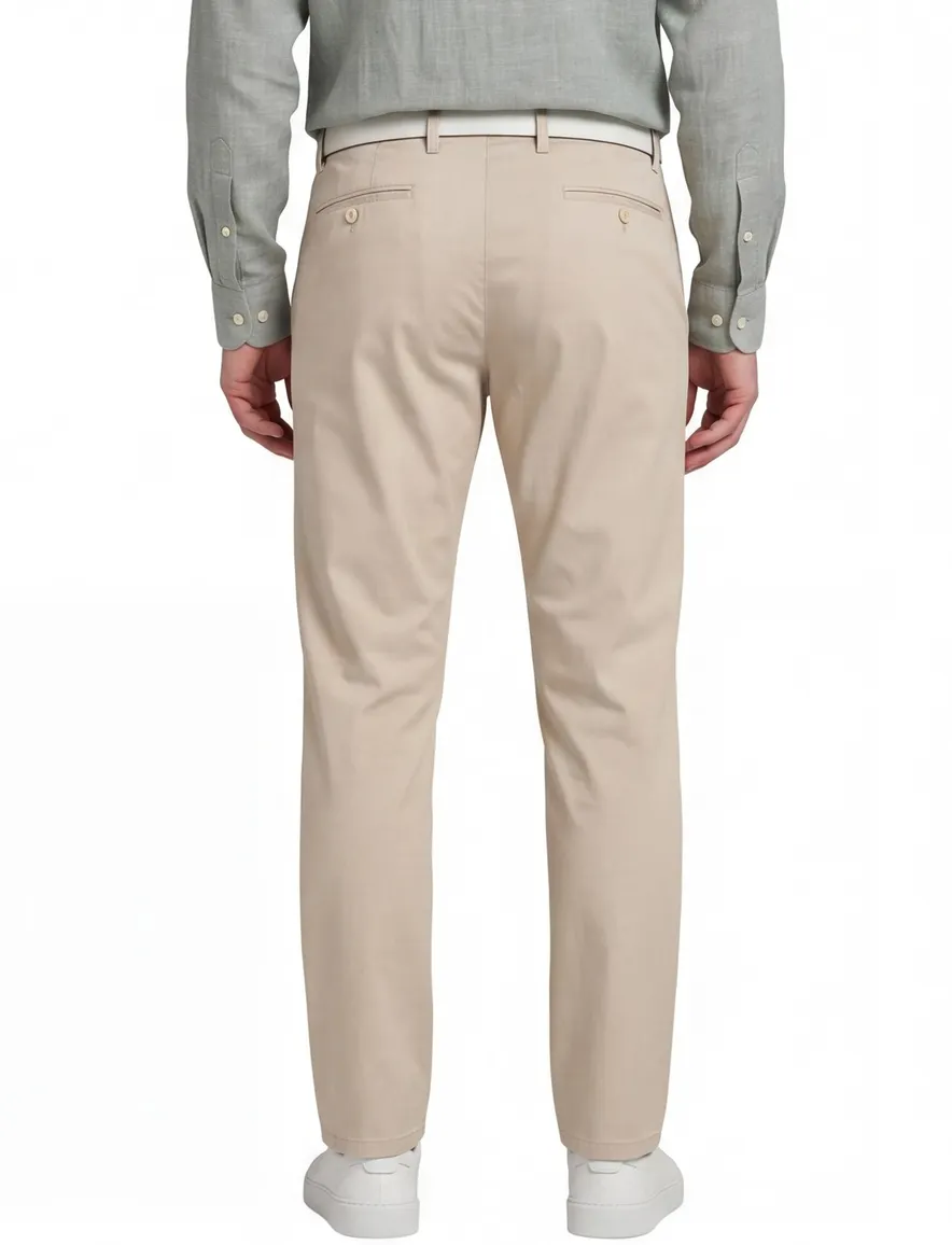 Beige broek Meyer effen katoen