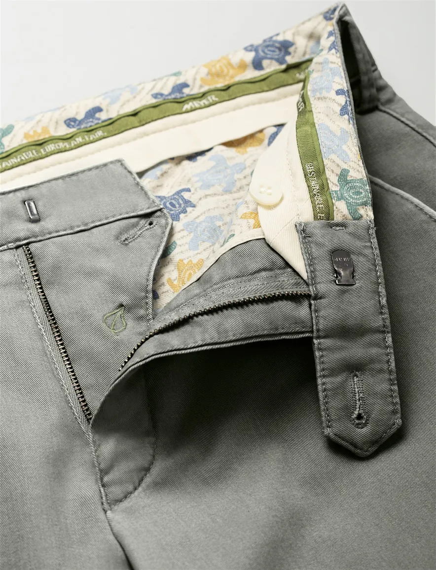 Meyer katoenen broek New York effen katoen olijfgroen