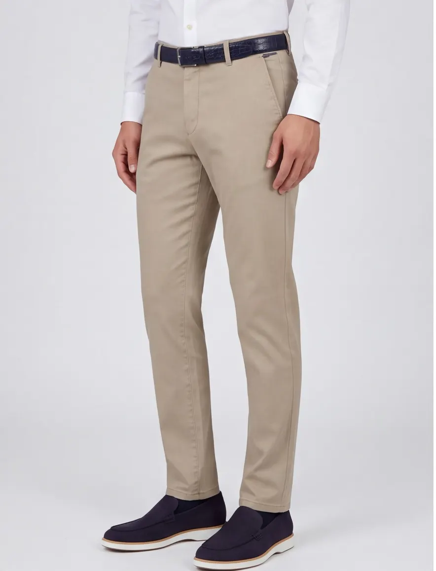 Meyer New York katoenen broek normale fit beige