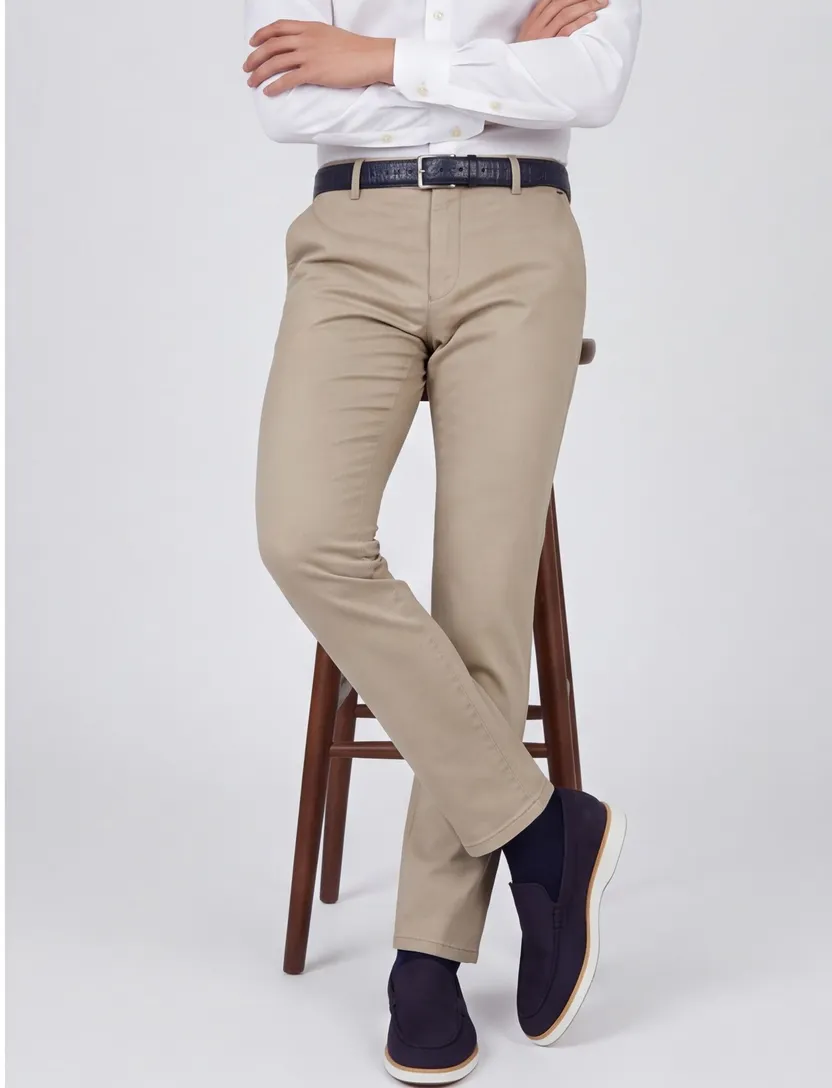 katoenen broek Meyer New York beige