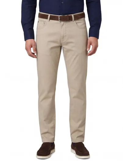 Meyer Effen beige Meyer katoenen broek Diego