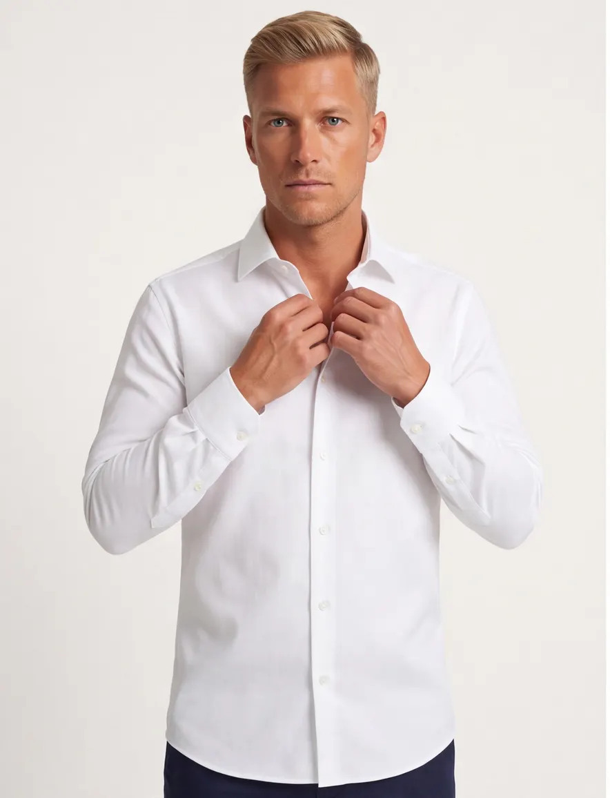 business overhemd Seidensticker Slim wit effen katoen slim fit