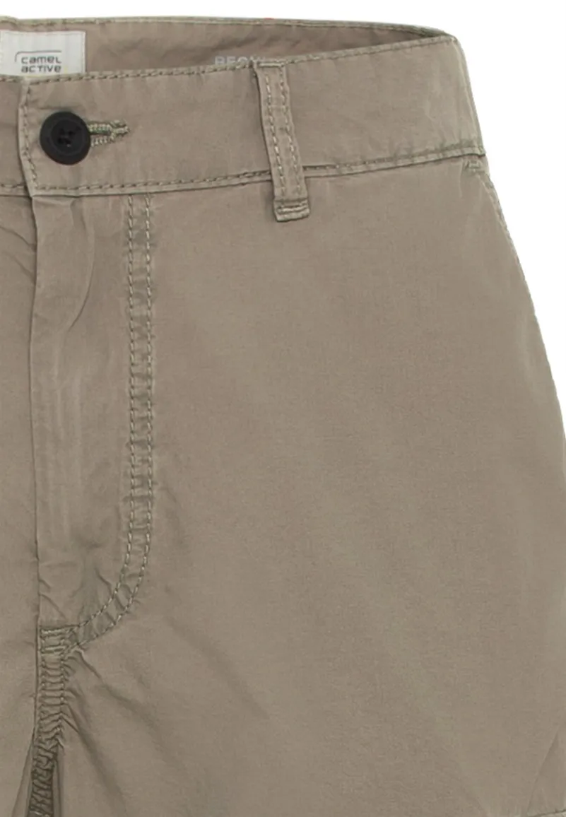 Camel Active cargo korte broek bruin effen katoen