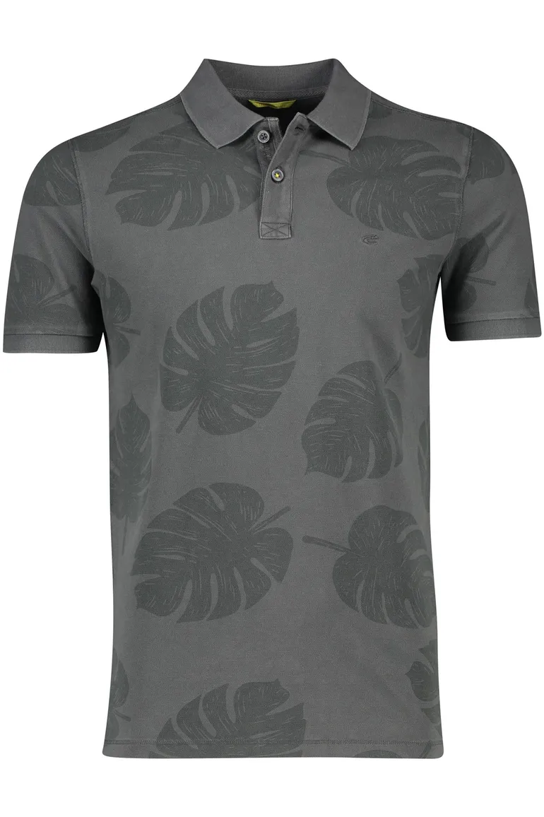 Camel Active polo grijs geprint katoen