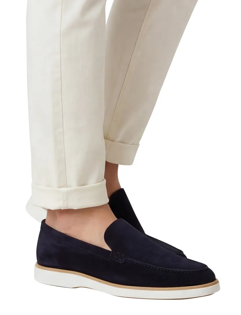 Magnanni loafers donkerblauw effen leer suede