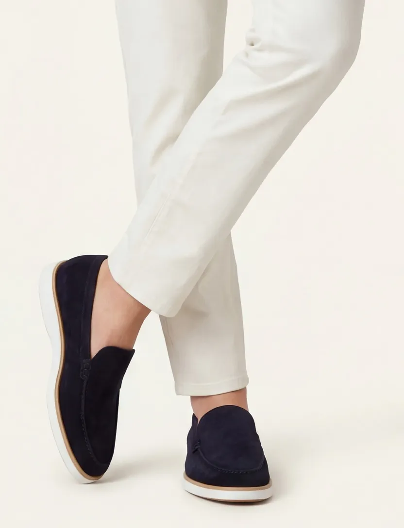 Magnanni loafers donkerblauw effen leer suede