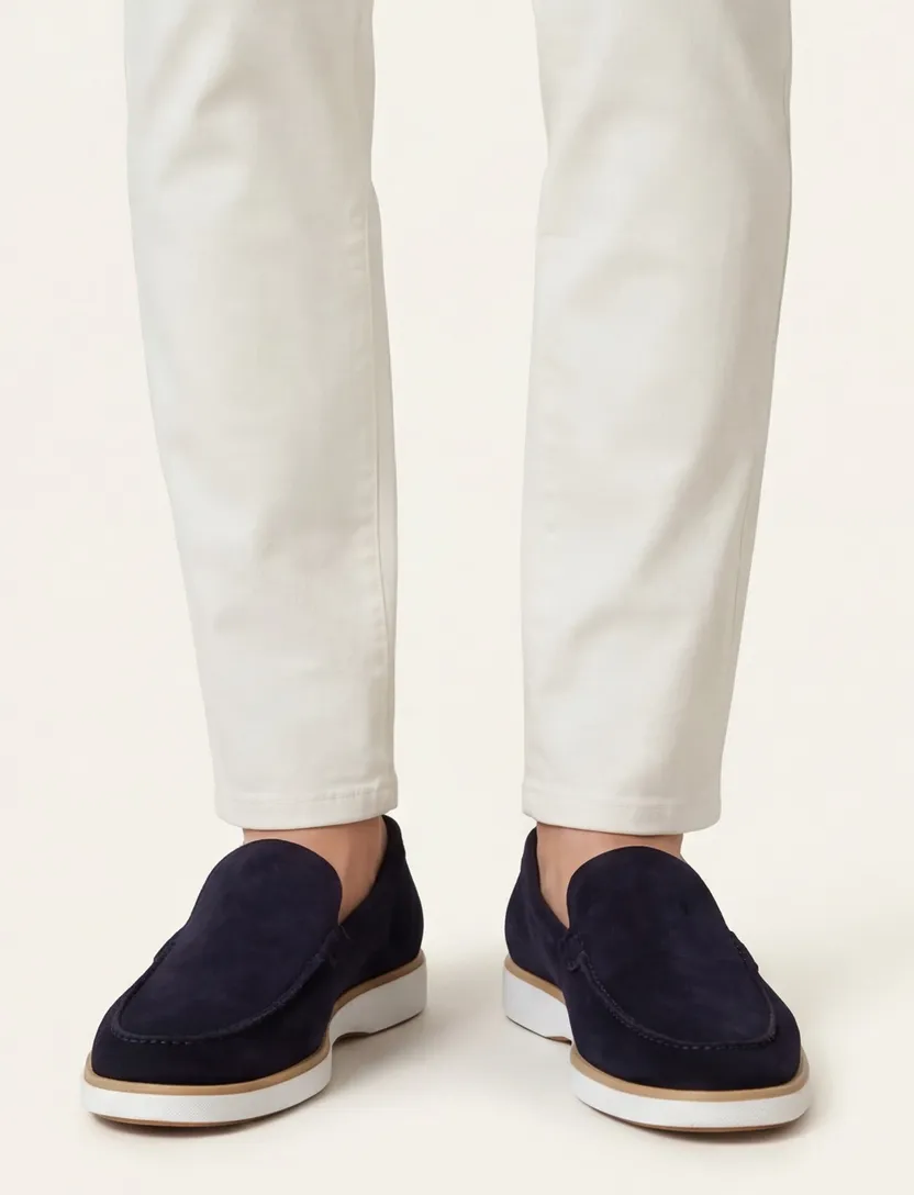Magnanni loafers donkerblauw effen leer suede