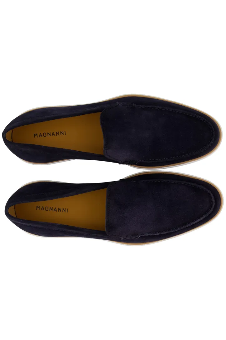 Magnanni loafers donkerblauw effen leer suede