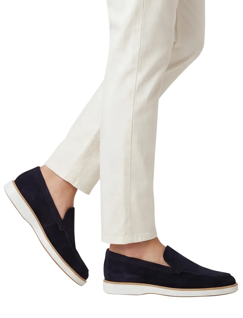 Magnanni loafers donkerblauw effen leer suede