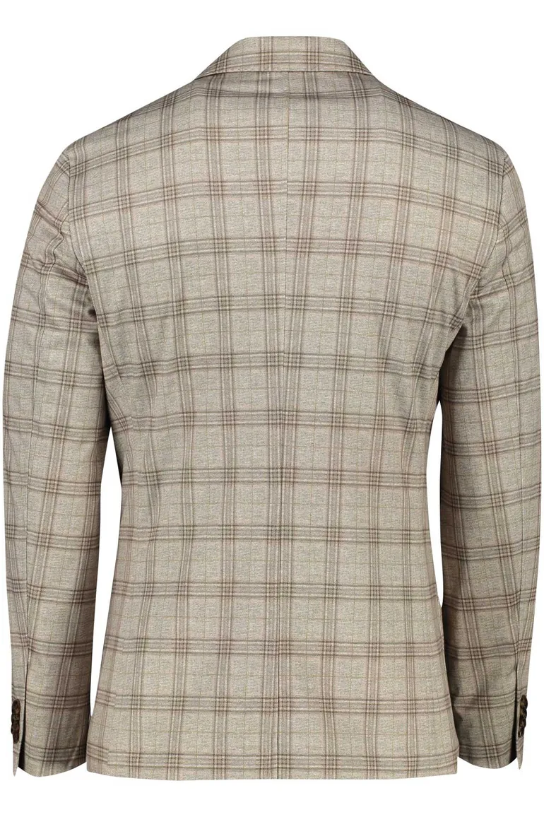 colbert Portofino slim fit bruin geruit