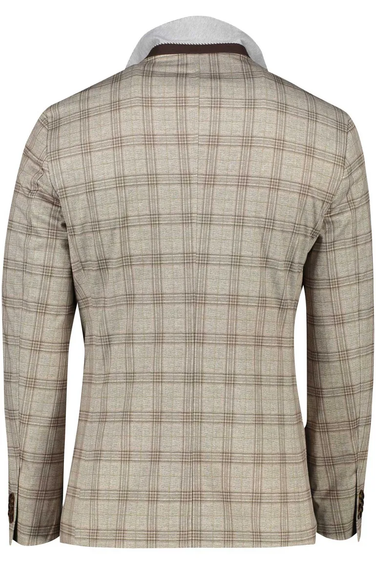 colbert Portofino slim fit bruin geruit