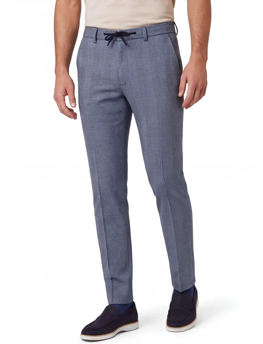 Born With Appetite broek geruit blauw