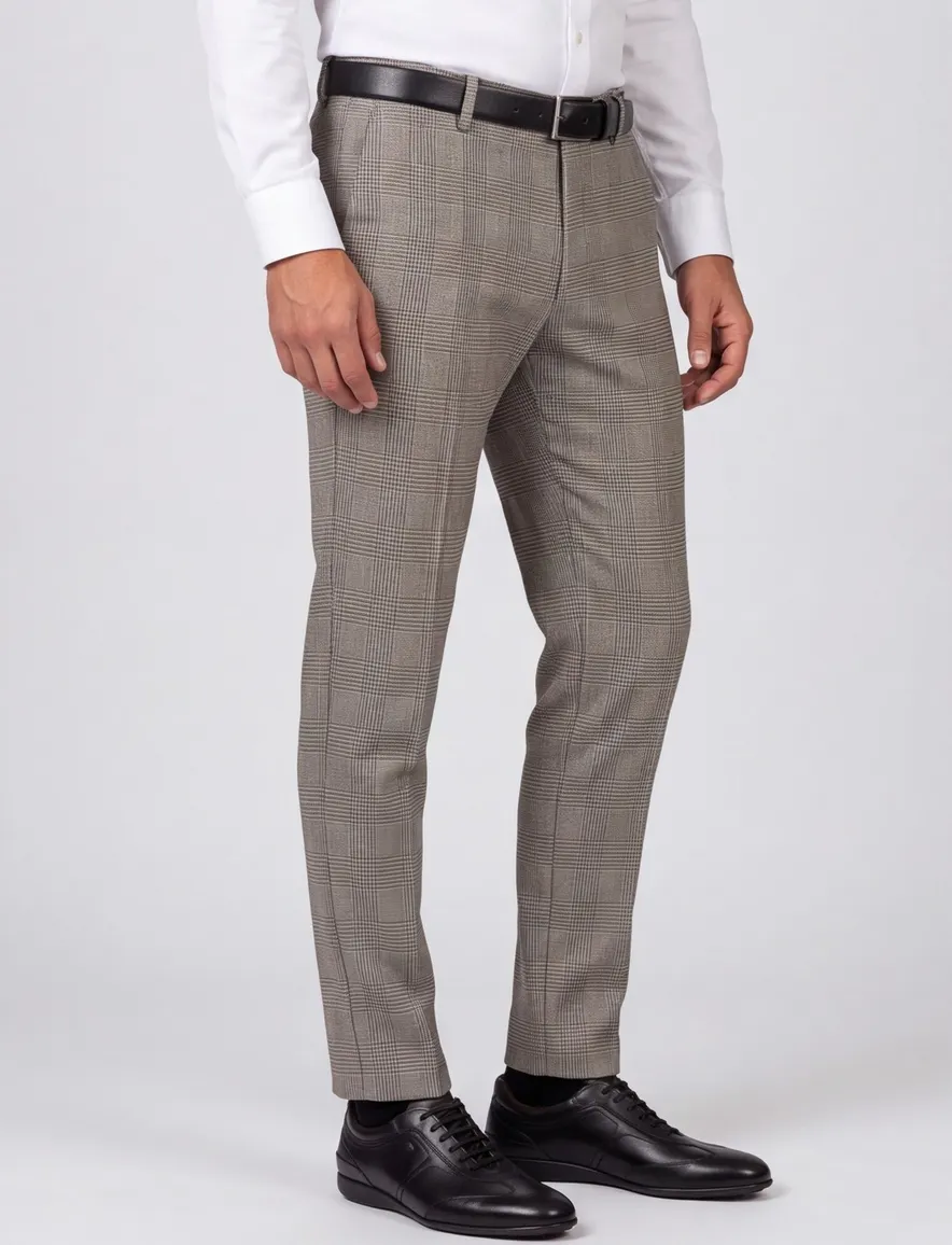 Born With Appetite broek chino geruit grijs touwsluiting