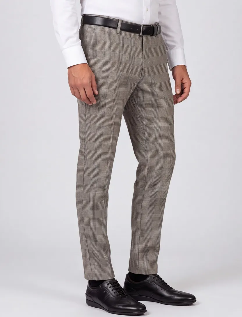 Broek Born With Appetite geruit grijs touwsluiting chino