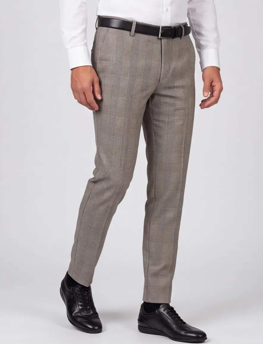 Born With Appetite broek chino geruit grijs touwsluiting