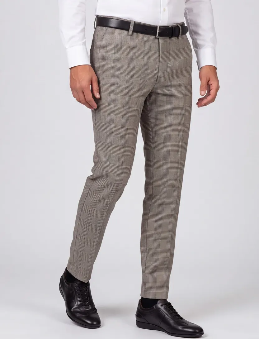 Broek Born With Appetite geruit grijs touwsluiting chino