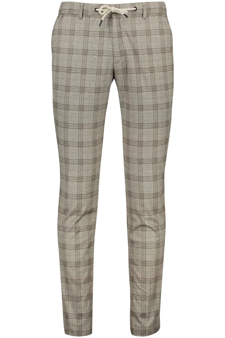 Broek Born With Appetite chino grijs geruit touwtjes
