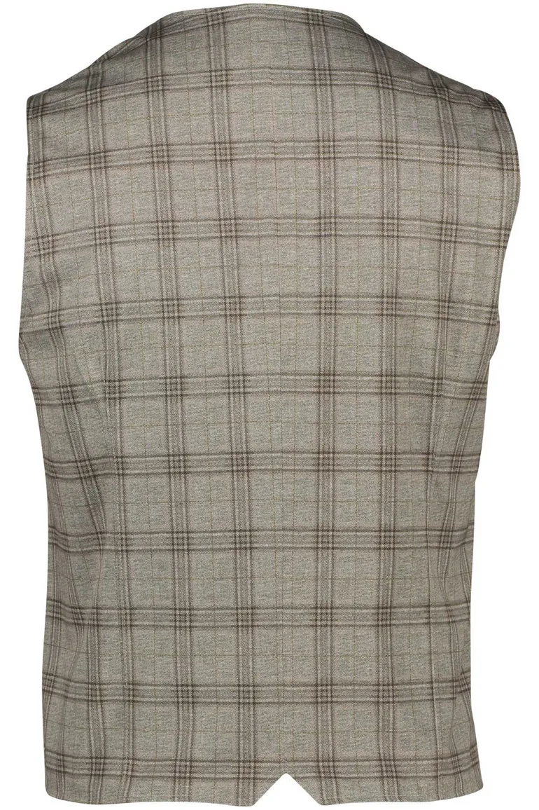 Born With Appetite gilet beige geruit slim fit bruine knopen
