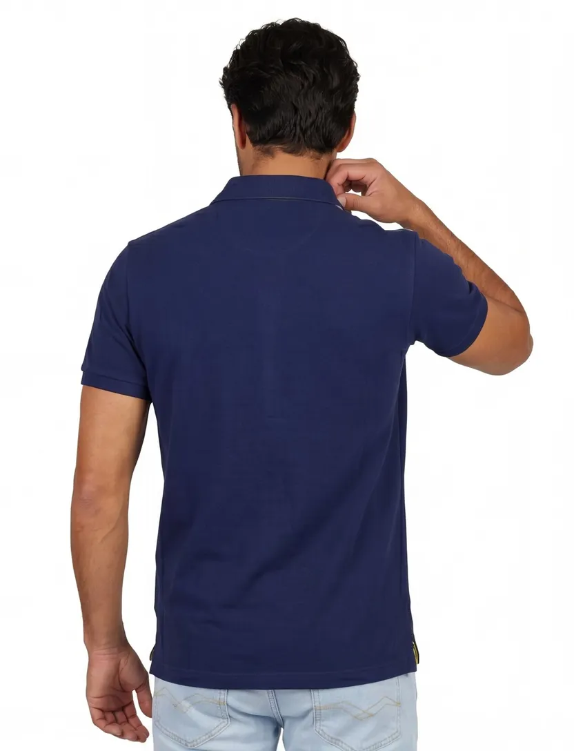 New Zealand polo donkerblauw geprint katoen normale fit