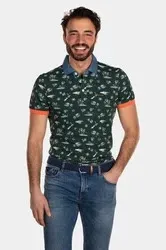 polo New Zealand groen geprint katoen normale fit