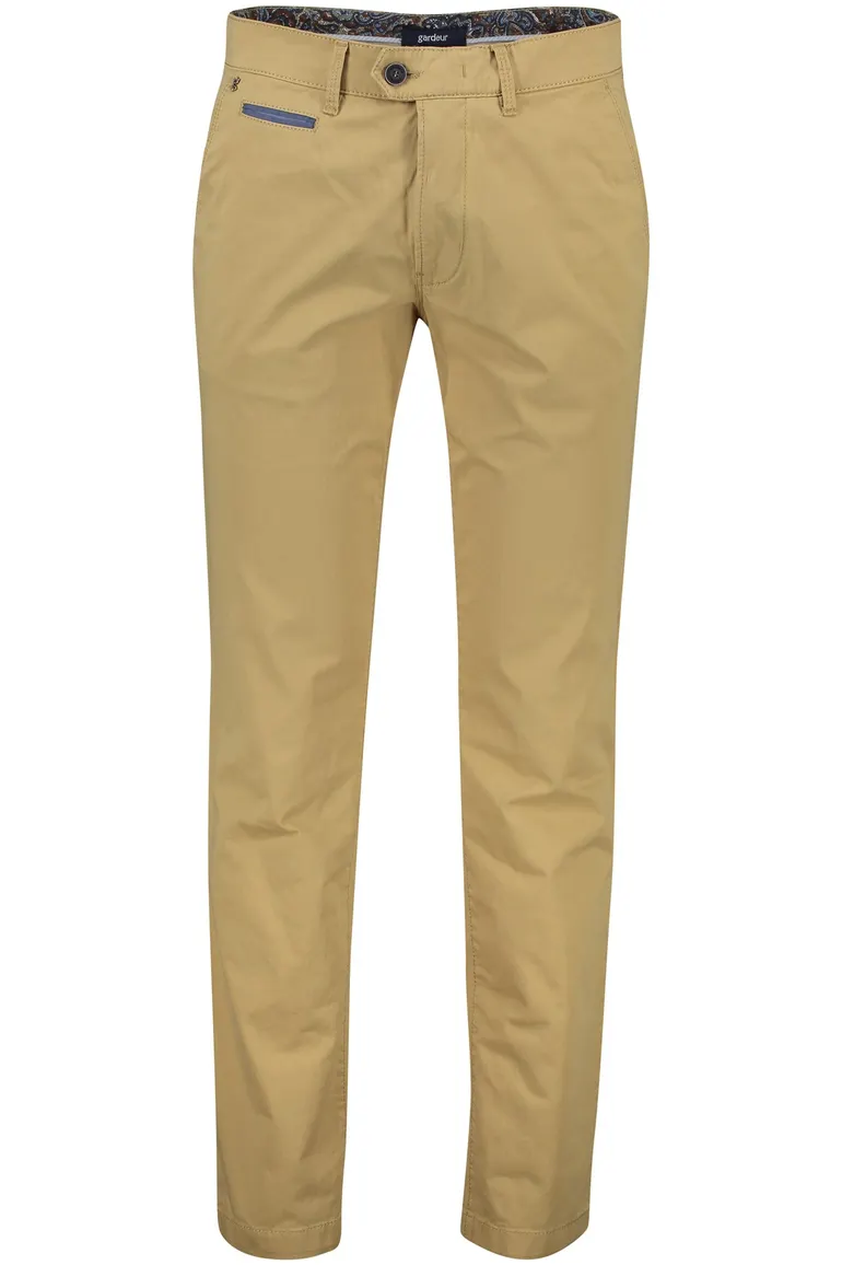 Gardeur Pantalon katoen lichtbruin effen