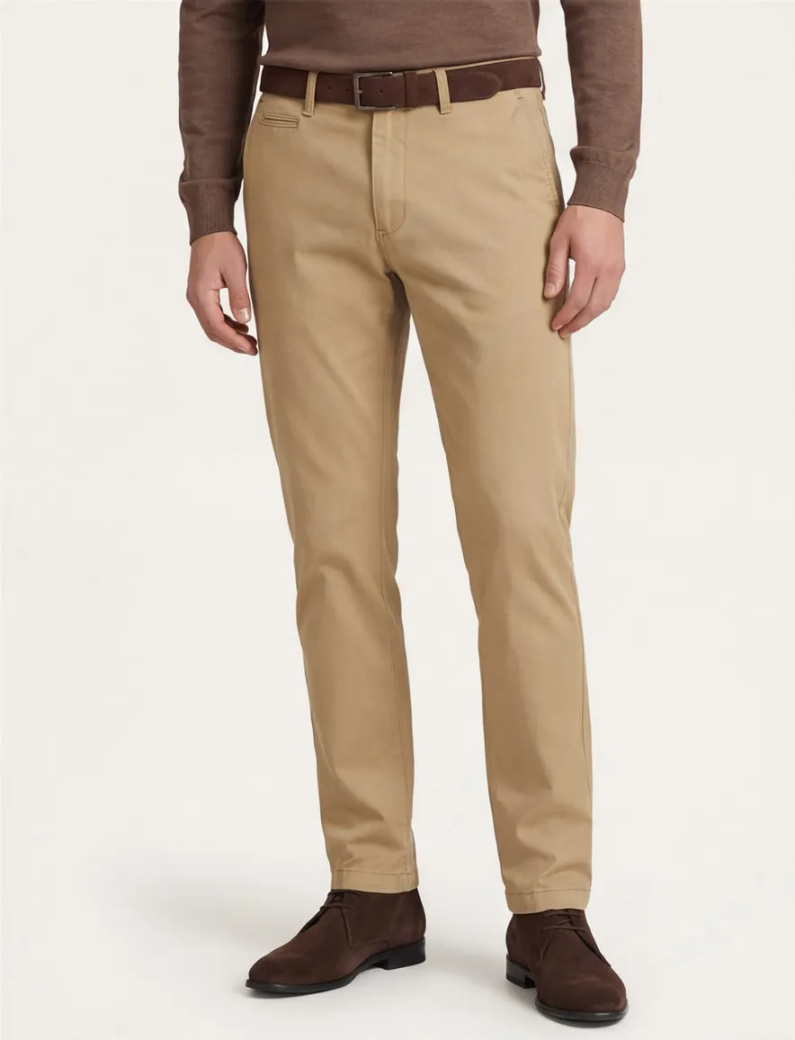 Gardeur Pantalon katoen lichtbruin effen