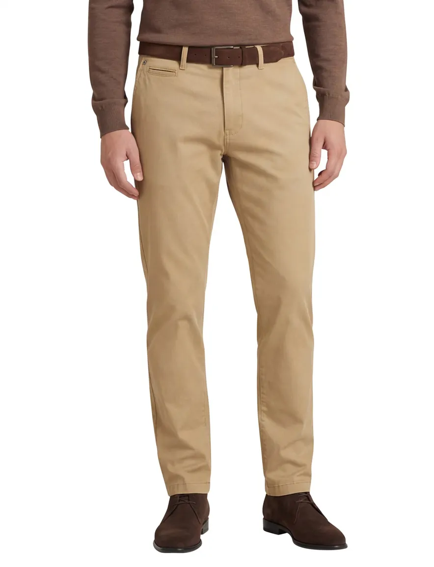 Gardeur Pantalon katoen lichtbruin effen
