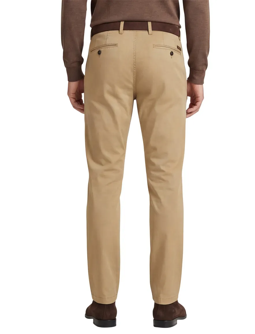 Gardeur Pantalon katoen lichtbruin effen