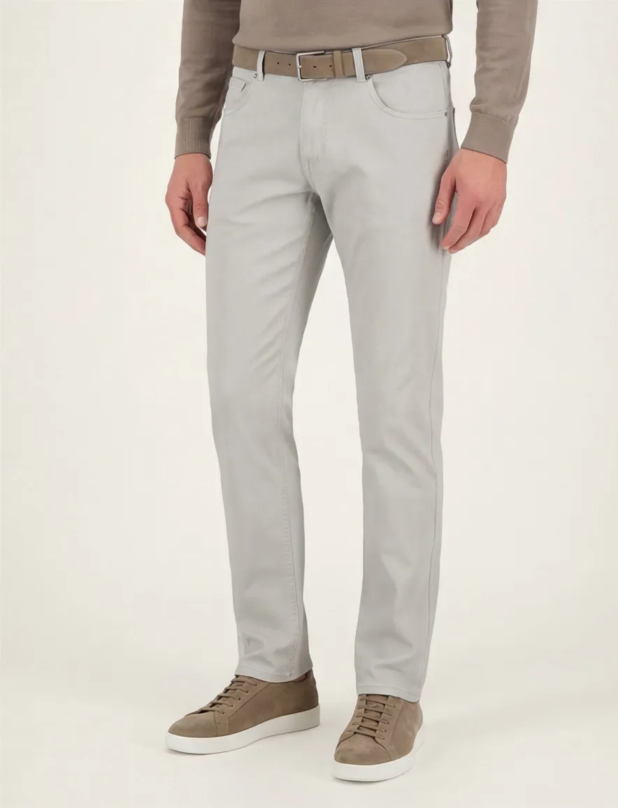 jeans Gardeur grijs effen katoen