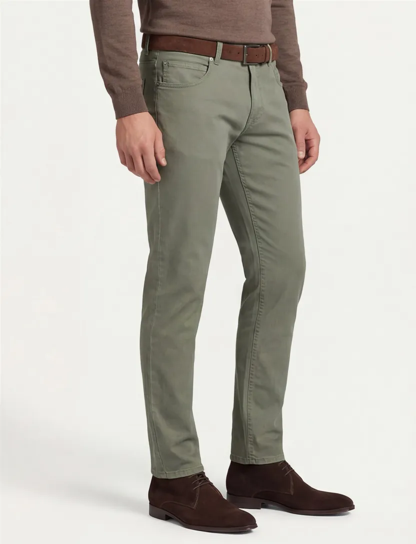 Gardeur jeans groen effen katoen
