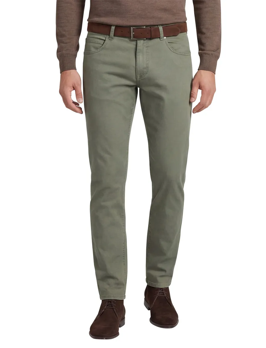 jeans Gardeur groen effen katoen