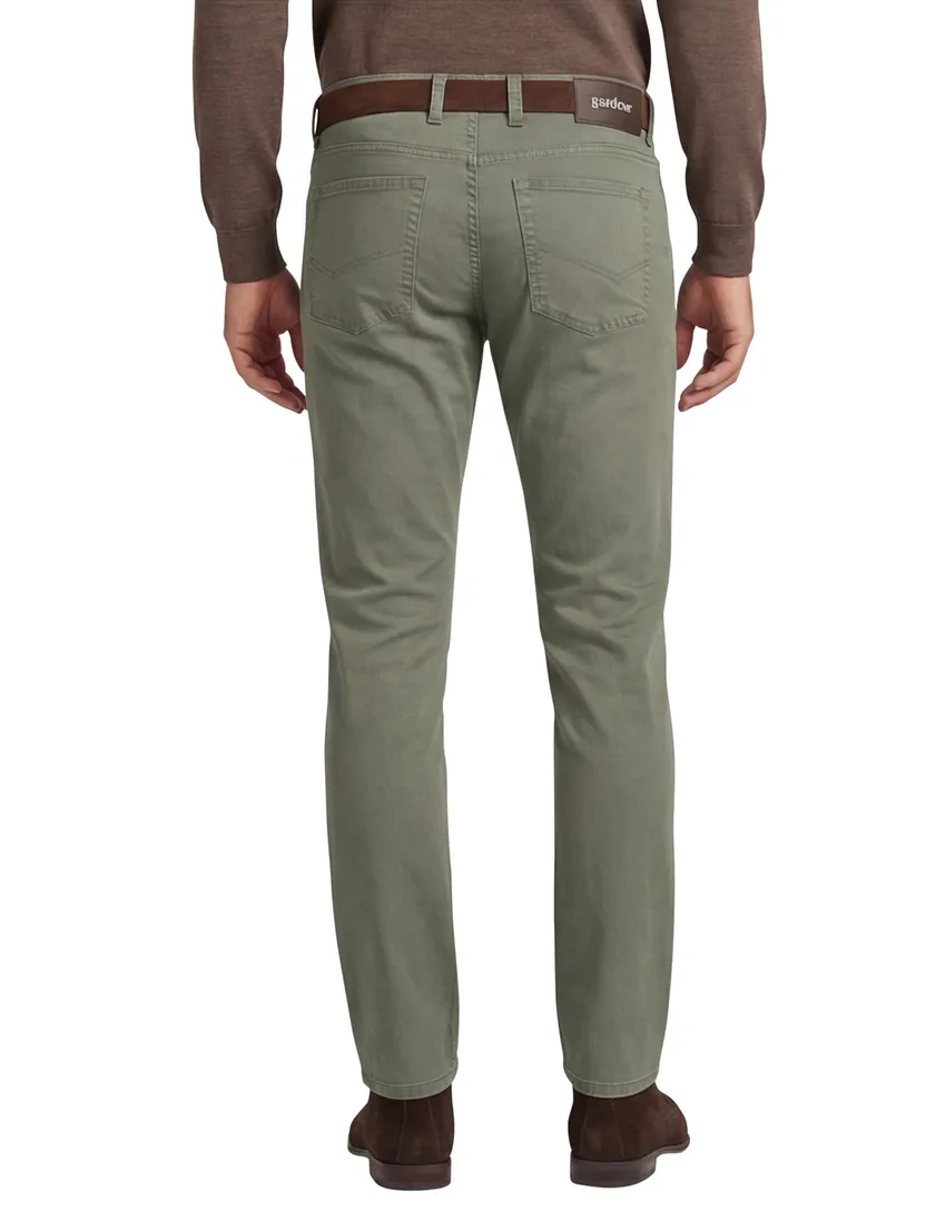 Gardeur jeans groen effen katoen