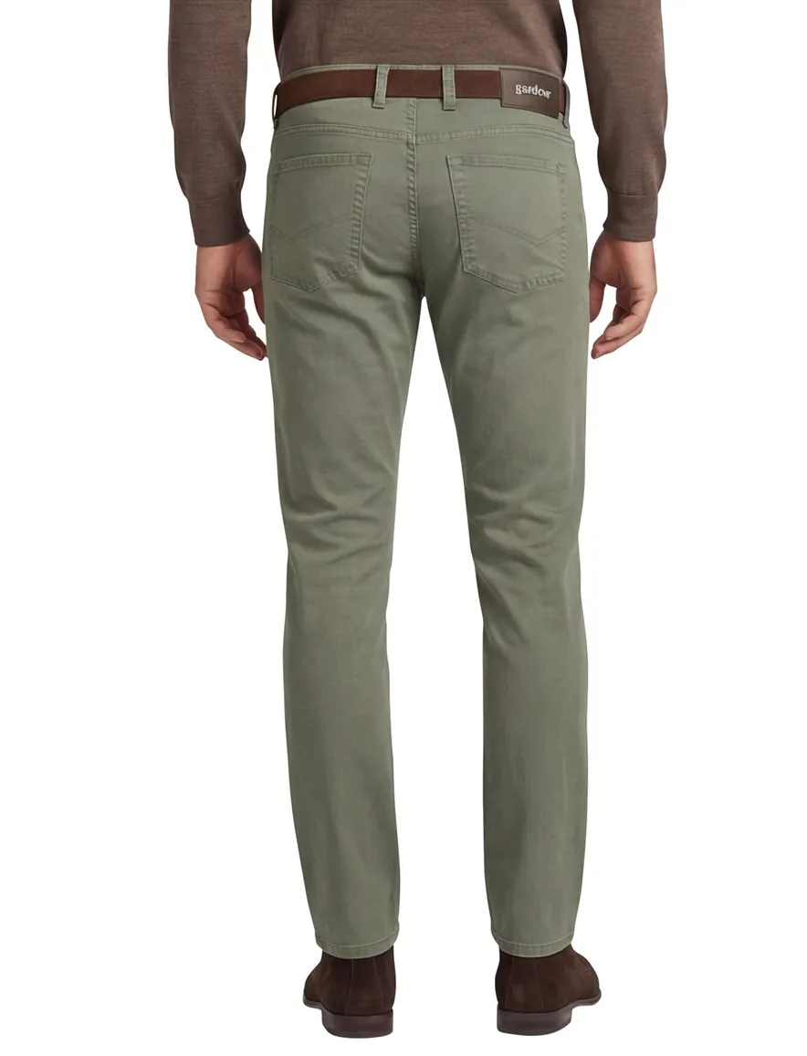 jeans Gardeur groen effen katoen