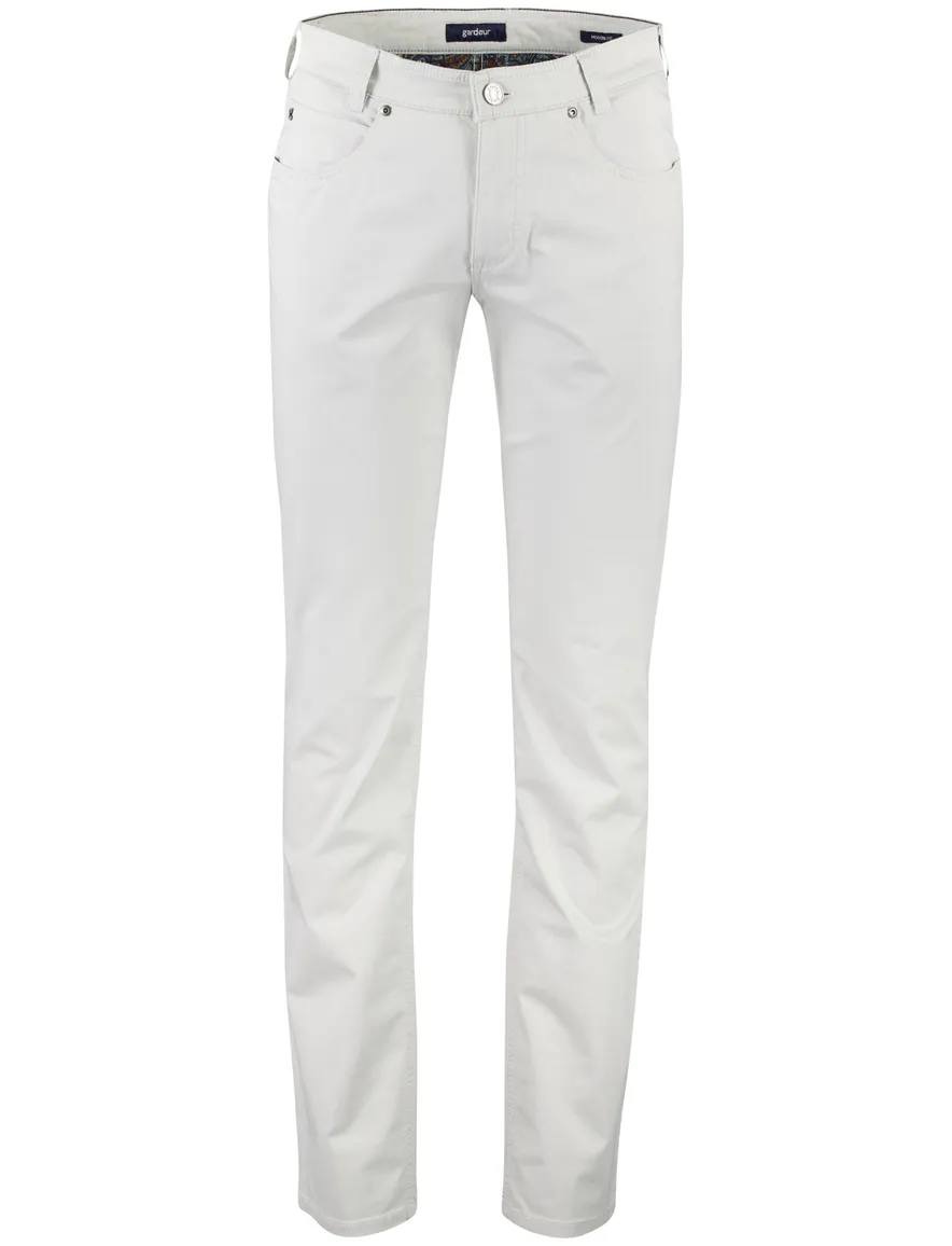 Gardeur Pantalon Bill 5-pocket wit katoen