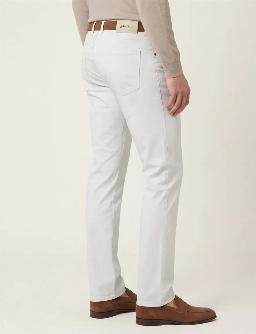 Gardeur Pantalon Bill 5-pocket wit katoen