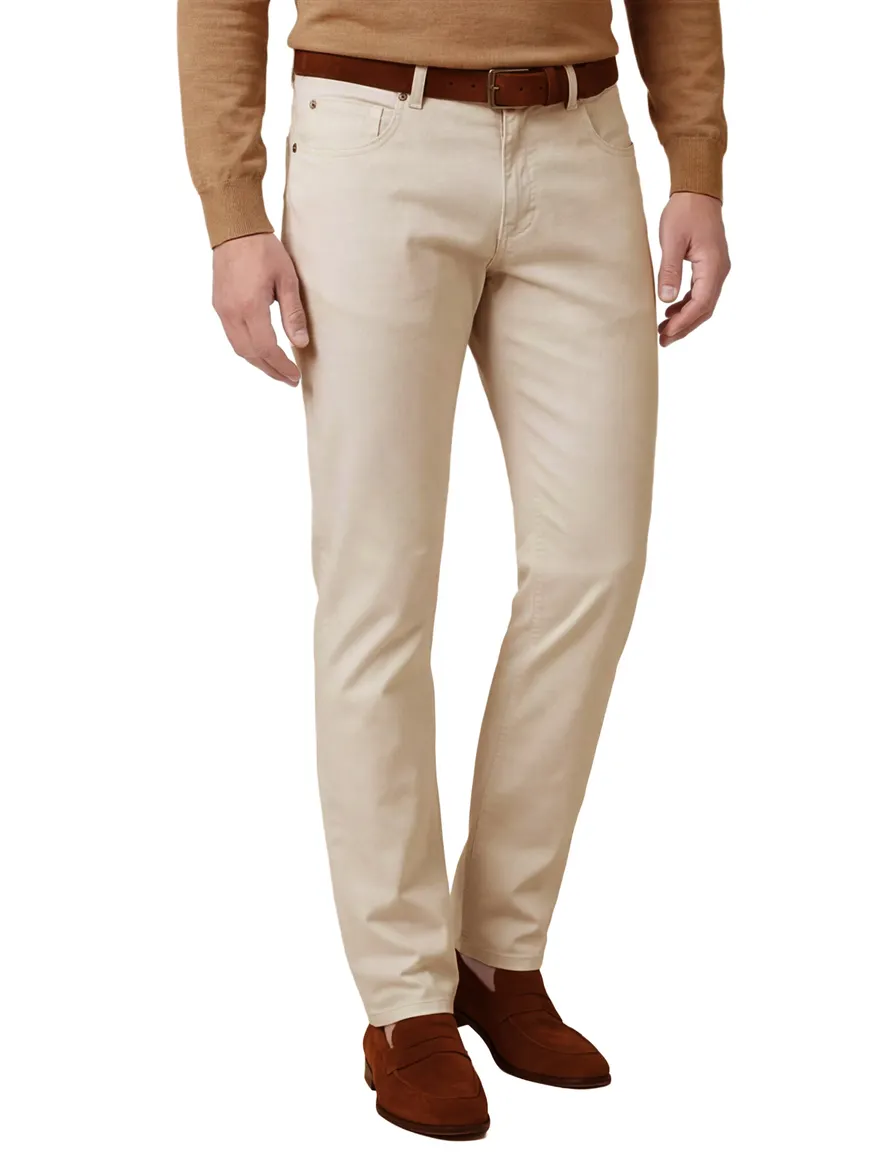 Gardeur Pantalon Bill 5-pocket creme katoen effen