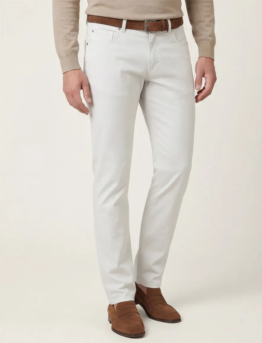 Gardeur Pantalon Bill 5-pocket wit katoen