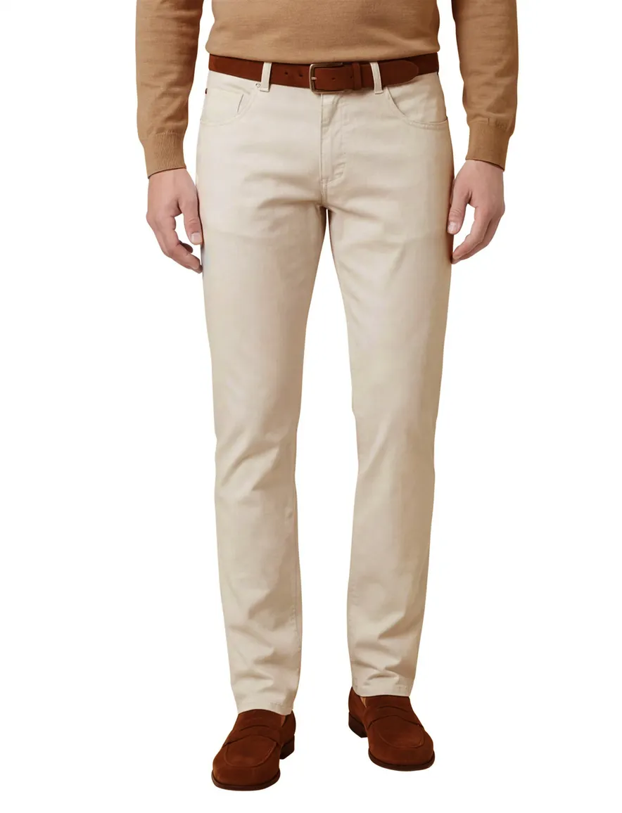Gardeur Pantalon Bill 5-pocket creme katoen effen
