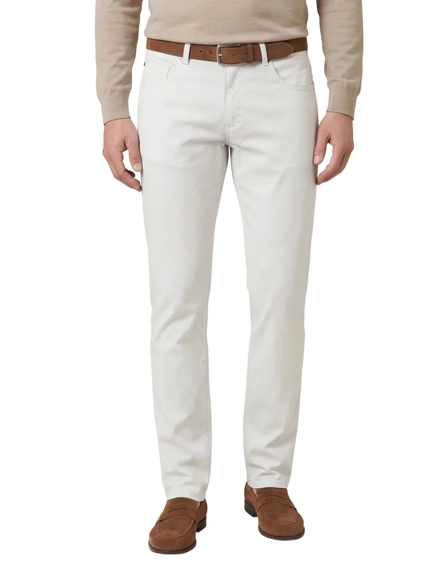Gardeur Pantalon Bill 5-pocket wit katoen