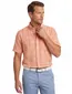 Giordano casual overhemd korte mouw wijde fit oranje geruit 100% katoen