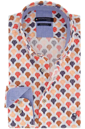 Giordano Giordano casual overhemd katoen wijde fit lichtblauw multicolor geprint