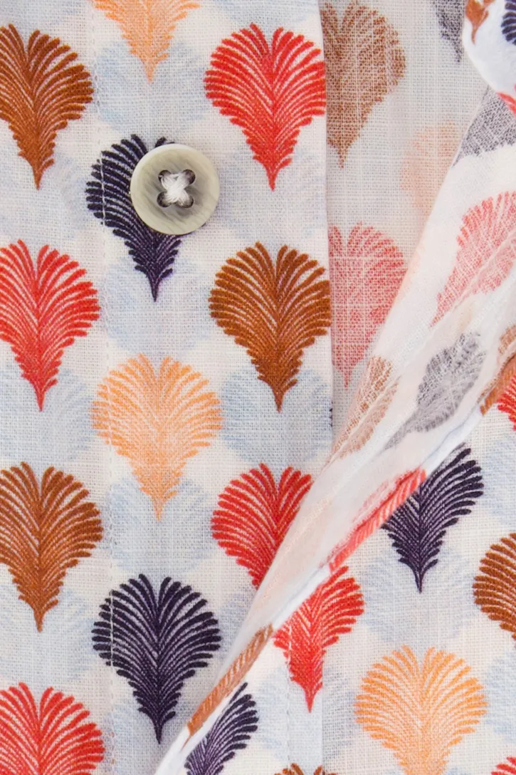 Giordano casual overhemd katoen wijde fit lichtblauw multicolor geprint