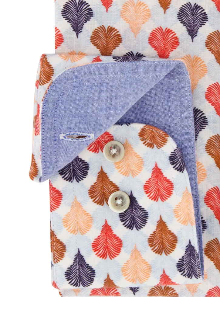 Giordano casual overhemd katoen wijde fit lichtblauw multicolor geprint
