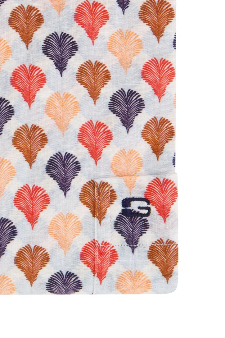 Giordano casual overhemd katoen wijde fit lichtblauw multicolor geprint
